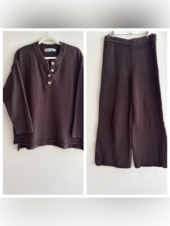 FP Beach Tops - Free People Beach Hailee Sweater Set, Chocolate Brown, Size Small